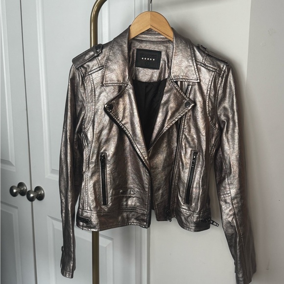 Blank NYC Jackets & Blazers - Blank NYC Metallic Silver Leather Jacket